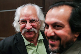 علیرضارضاداد و حسین ترابی در حاشیه مراسم تودیع و معارفه مدیرعامل مرکز گسترش سینمای مستند و تجربی